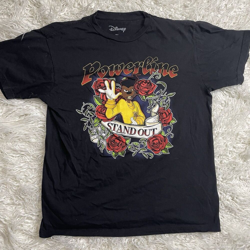Disney A Goofy Movie Powerline Stand Out Roses Cartoon Mens  T shirt Rare L